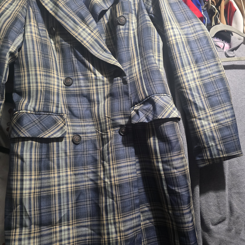 Avec Les Filles Navy and Beige Checkered Jacket